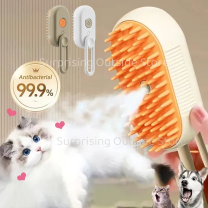 Steam Cat Brush for Grooming & Massage, Rechargeable Pet Hair Removal Comb with USB Cable