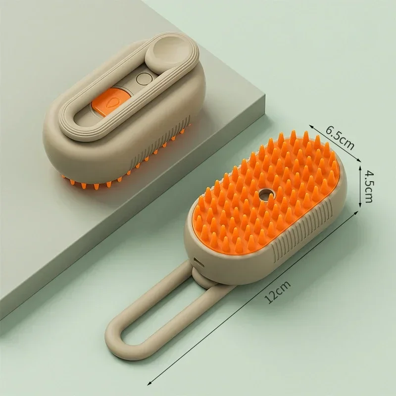 Steam Cat Brush for Grooming & Massage, Rechargeable Pet Hair Removal Comb with USB Cable