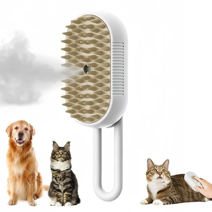 Steam Cat Brush for Grooming & Massage, Rechargeable Pet Hair Removal Comb with USB Cable