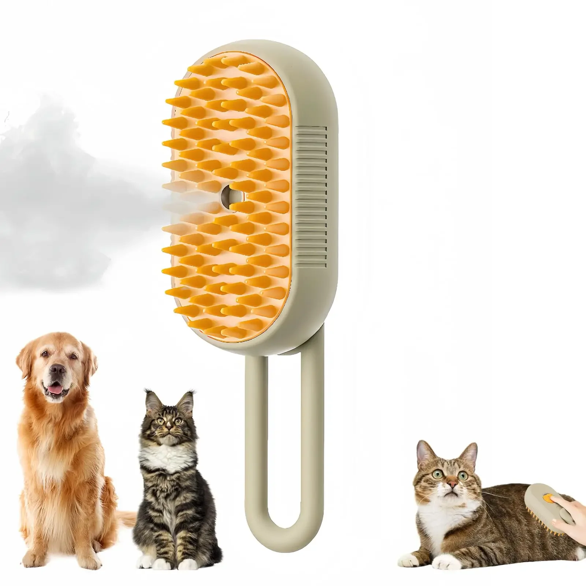 Steam Cat Brush for Grooming & Massage, Rechargeable Pet Hair Removal Comb with USB Cable